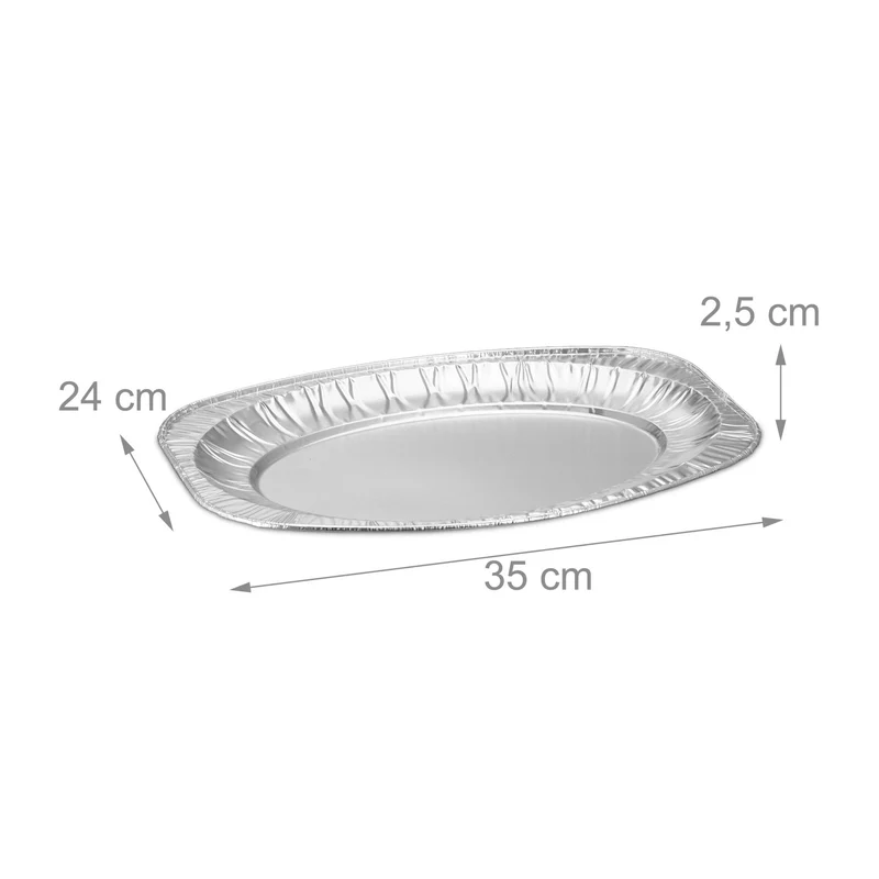 Lot de 25 barquettes de cuisson aluminium pour barbecue 2,5 x 35 x 24 cm anti-graisse pratique en aluminium argent 13_0012906
