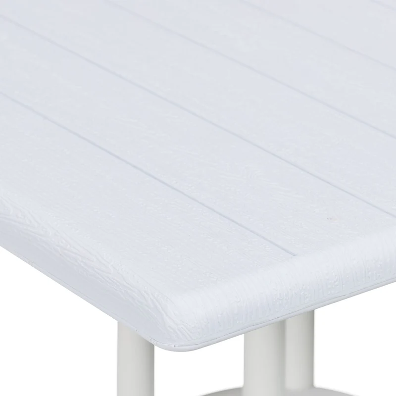 Table de jardin carrée design moderne 80 x 80 x 74 cm pour 4 personnes en plastique blanc 13_0015783