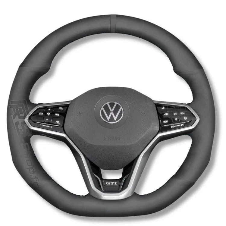 Couvre Volant Cuir VW Golf 8 GTI R Surpiqûres Rouges