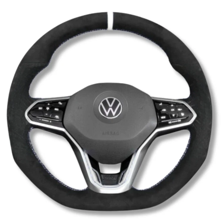Couvre Volant Cuir VW Golf 8 GTI R Surpiqûres Rouges