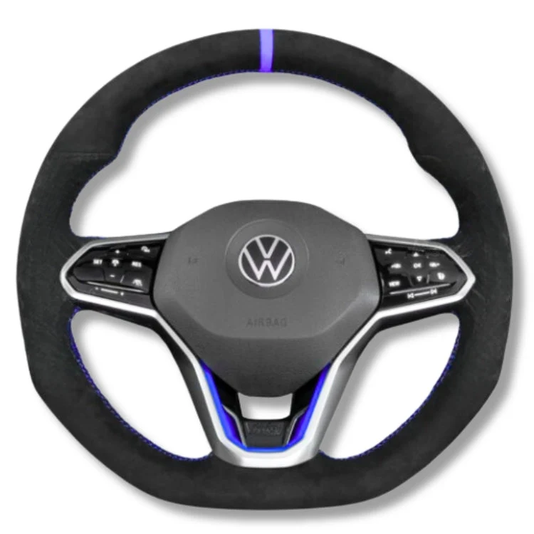 Couvre Volant Cuir VW Golf 8 GTI R Surpiqûres Rouges