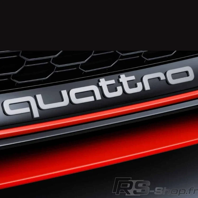 Logo Grille Calandre Quattro Badge Noir Rouge Chrome 42cm
