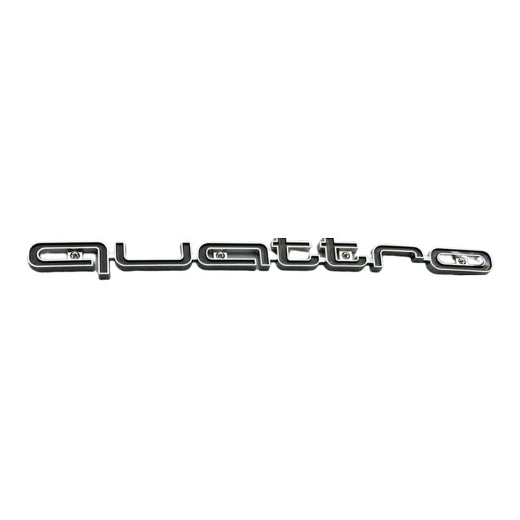 Logo Grille Calandre Quattro Badge Noir Rouge Chrome 42cm