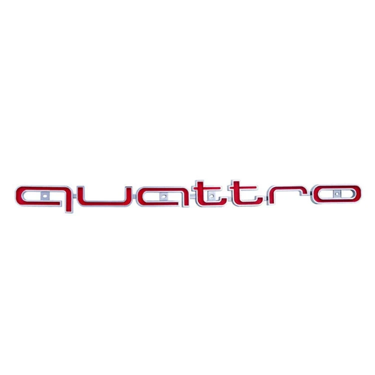 Logo Grille Calandre Quattro Badge Noir Rouge Chrome 42cm