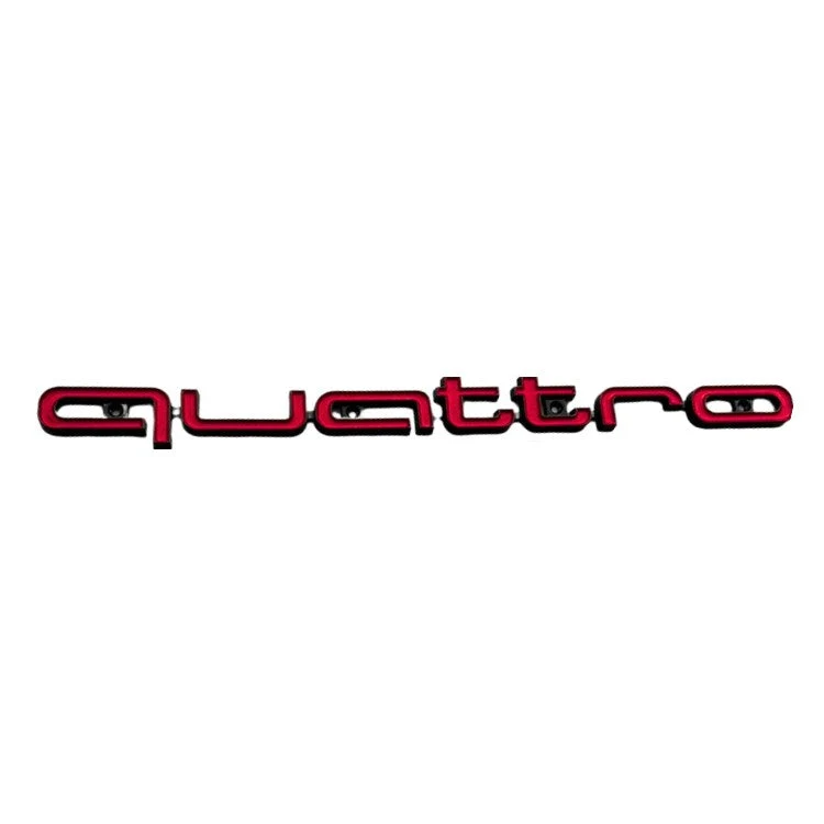 Logo Grille Calandre Quattro Badge Noir Rouge Chrome 42cm