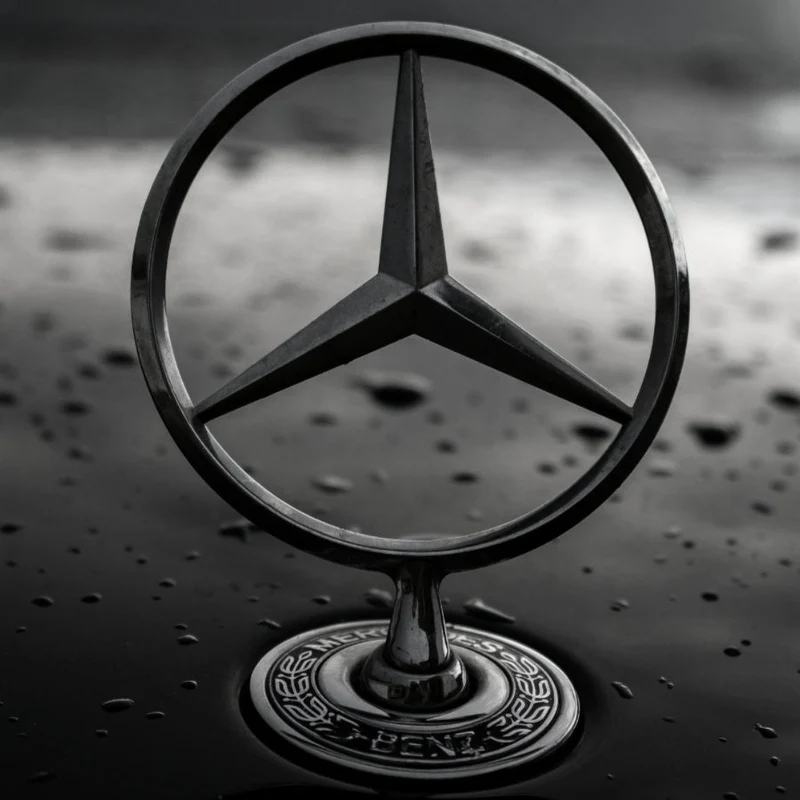 Emblème Étoile Capot Mercedes Benz W204 W205 W220 Noir Chrome