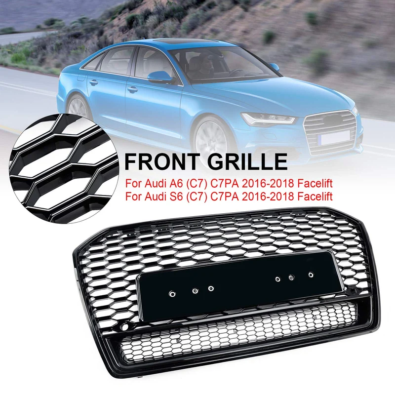 Calandre Style RS6 Nid d'Abeille Noir Audi A6 S6 C7 2016-2018