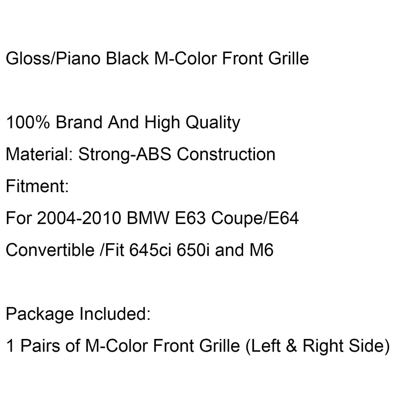 Calandre Avant M-Color Noir Brillant BMW E63 E64 645i 650i M6