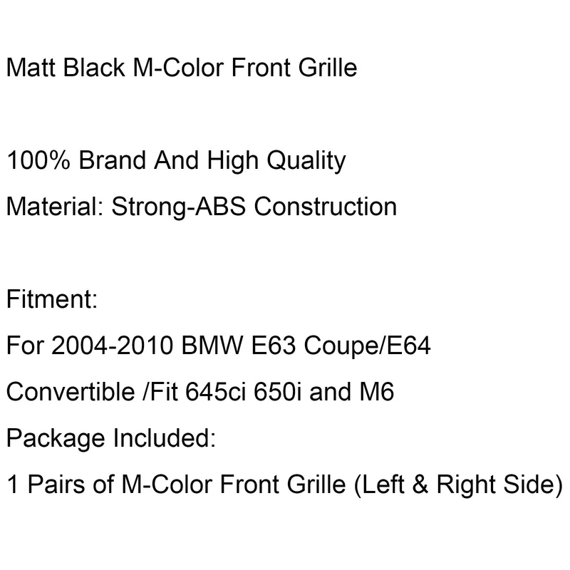 Calandre Avant M-Color Noir Brillant BMW E63 E64 645i 650i M6