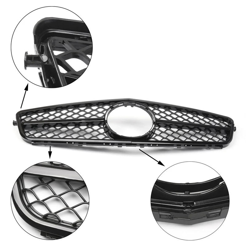 Calandre Noir Brillant C63 Style Mercedes W204 2008-2014