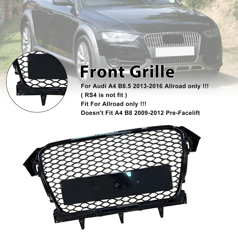 Grille Pare-Chocs Style RS4 Audi A4 B8.5 Allroad Noir