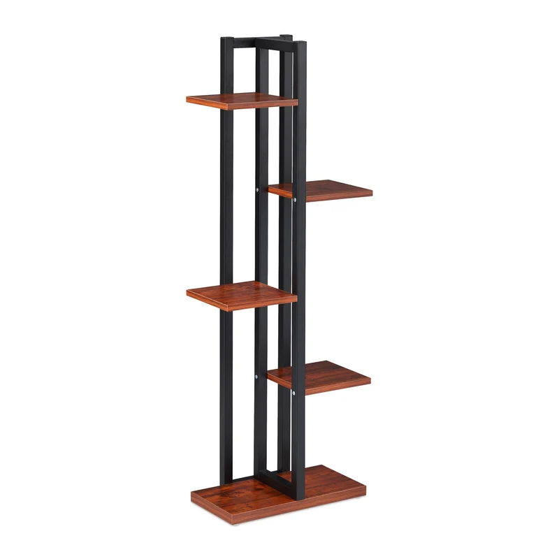 Étagère à plantes en escalier 117 x 43 x 22 cm supports robustes design contemporain en acier noir 13_0011044