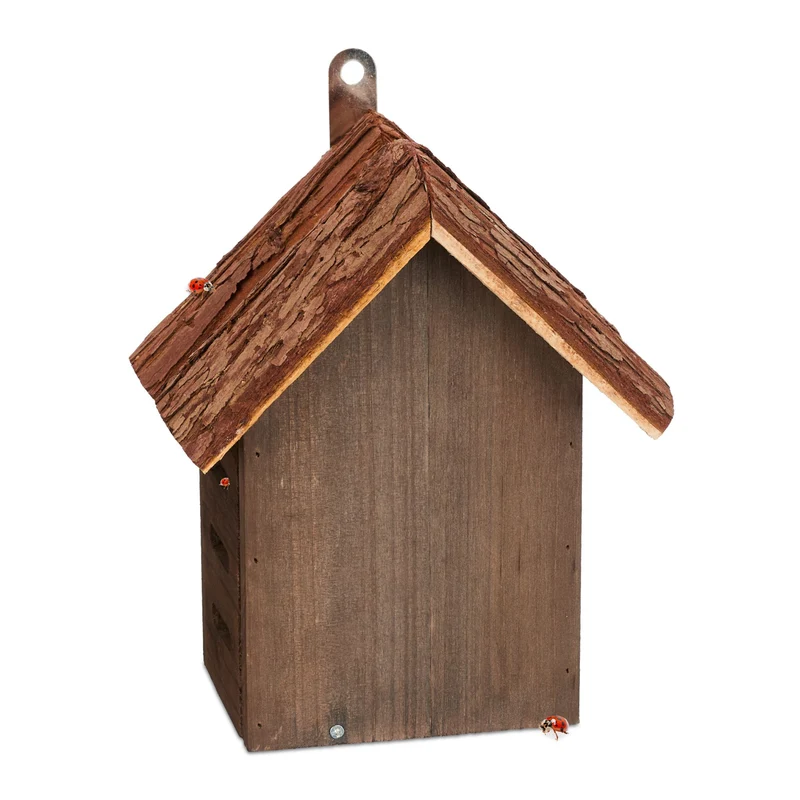 Hôtel à insectes coccinelles abri suspendu jardin ou balcon ouverture facile style naturel en bois marron 13_0015189