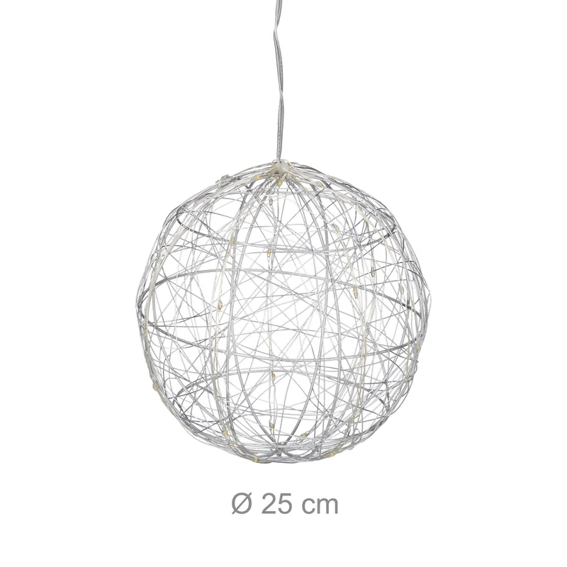 Boule lumineuse décorative moderne à poser 25 cm avec éclairage chaleureux style contemporain en plastique blanc 13_0013924