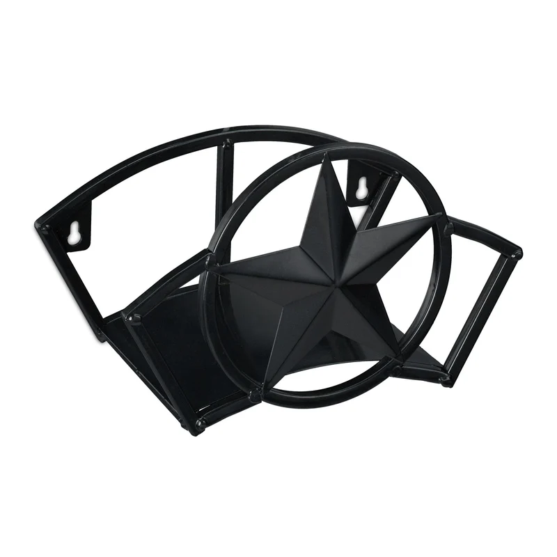 Support tuyau d'arrosage mural rangement décoratif compact jardin 25 x 15 x 20 cm en métal noir 13_0009332