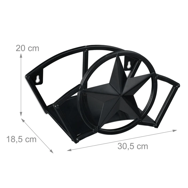 Support tuyau d'arrosage mural rangement décoratif compact jardin 25 x 15 x 20 cm en métal noir 13_0009332