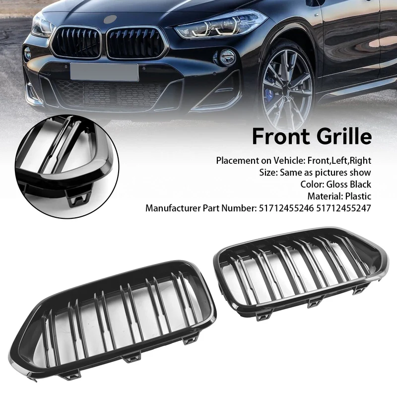 Grille Avant Noir Brillant BMW X2 Série F39 2018-2023