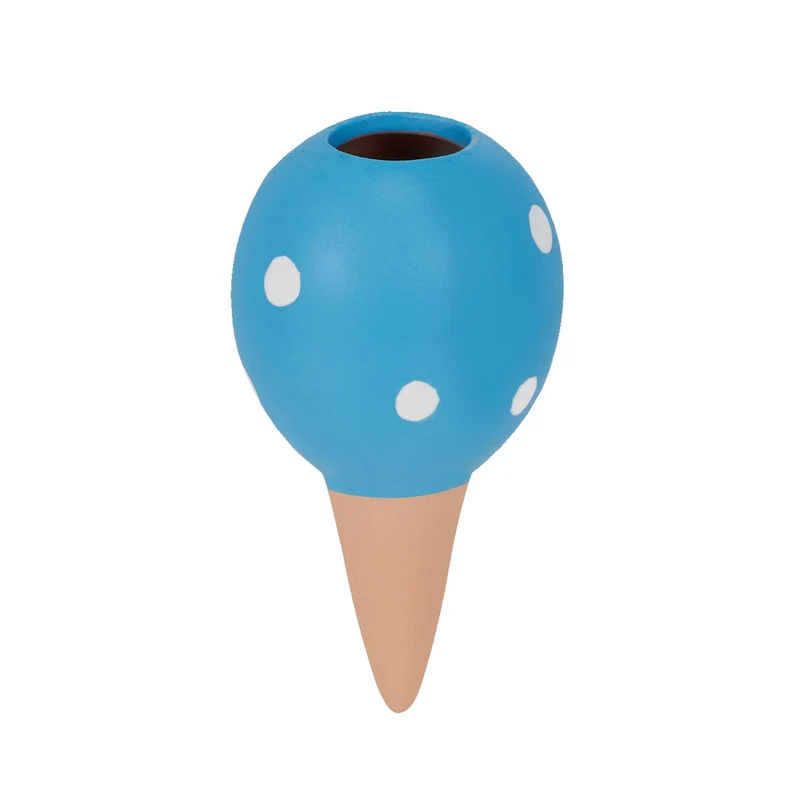 Lot de 4 cônes d'arrosage en terre cuite décoratifs pour plantes en argile bleu 13_0012588