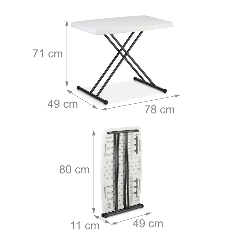 Table de camping pliante extérieur 120 x 60 x 74 cm conviviale et compacte design moderne en plastique blanc 13_0015781