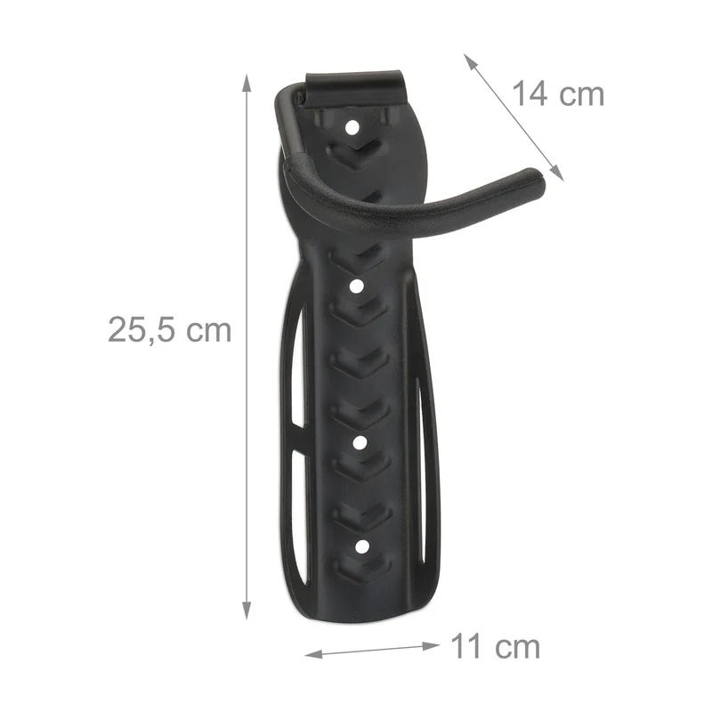 Lot de 6 supports muraux pour vélo rangement vertical fixé au mur garage cave 25 kg en plastique noir 13_0012789