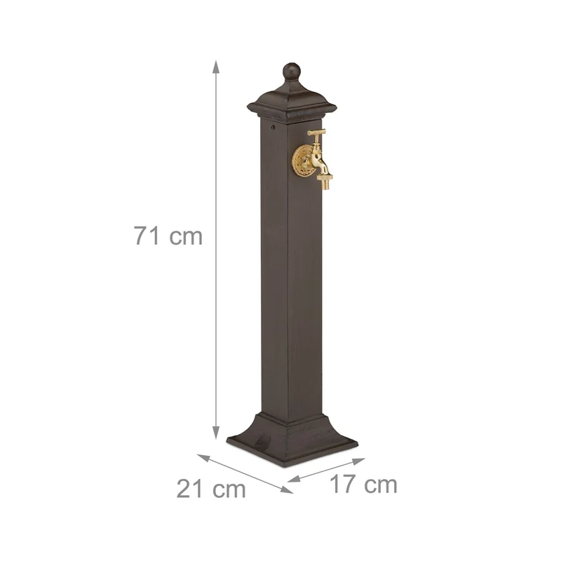 Fontaine décorative pour jardin ou terrasse avec robinet doré style nostalgique 70 x 40 x 25 cm en résine marron foncé 13_0015664