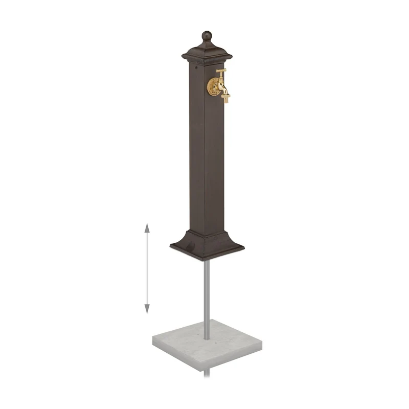 Fontaine décorative pour jardin ou terrasse avec robinet doré style nostalgique 70 x 40 x 25 cm en résine marron foncé 13_0015664