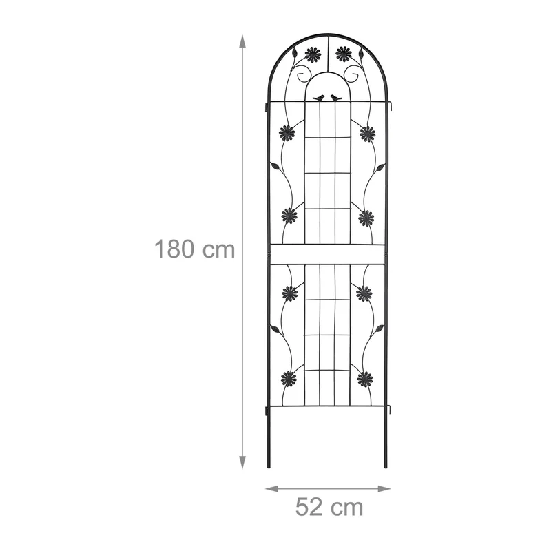 Lot de 2 tuteurs pour plantes grimpantes noir décoratif 180 cm en métal noir 13_0012016