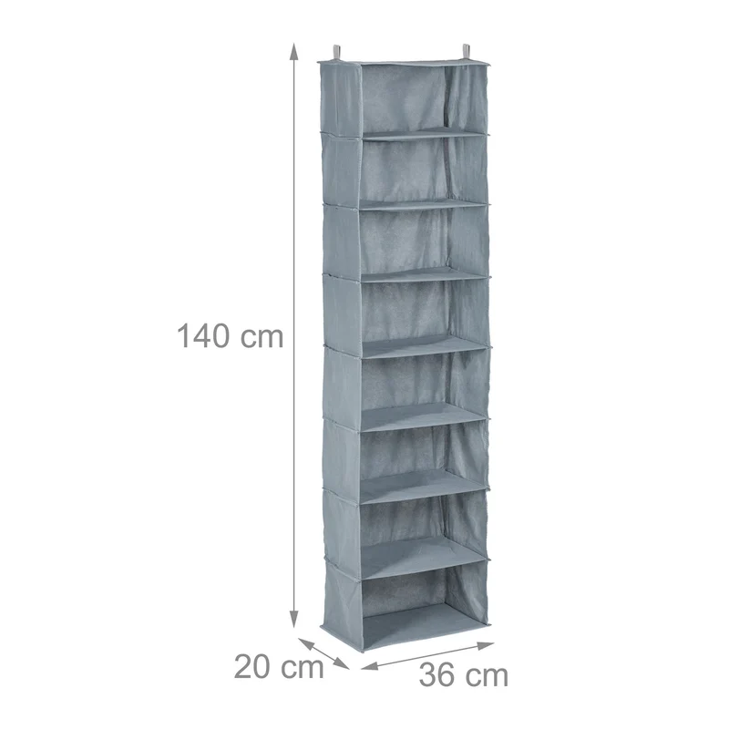 Étagère suspendue compacte camping 8 compartiments rangement vêtements 60 x 40 x 40 cm en tissu beige 13_0015399
