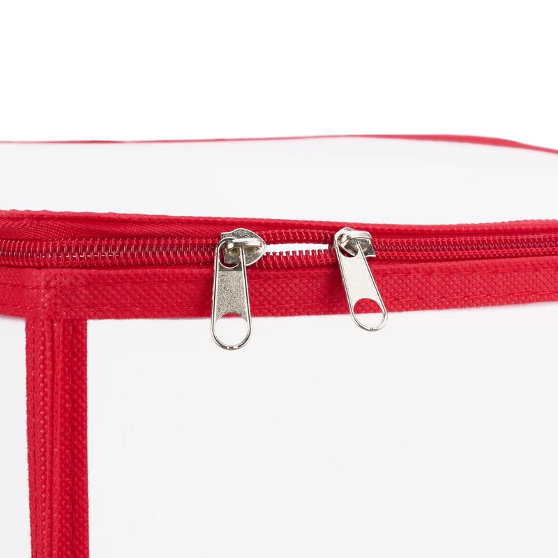 Boîte de rangement transparente pour boules de Noël 31 x 30 x 30 cm avec séparateurs amovibles en plastique rouge 13_0015807