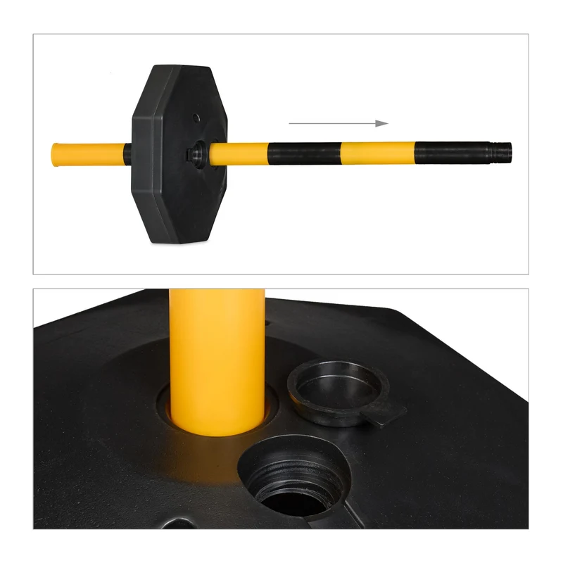 Lot de 4 poteaux de signalisation avec chaînes délimitation sécurité intérieur extérieur 120 x 10 cm en plastique jaune 13_0015490