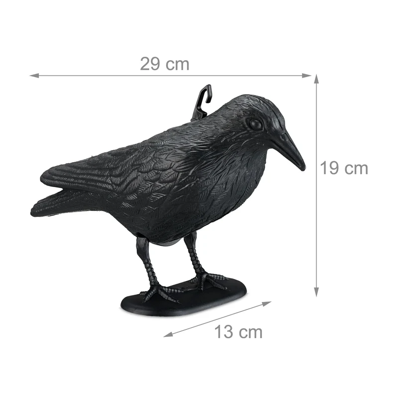Lot de 4 répulsifs corbeaux résistants intempéries jardin extérieur 30 x 15 x 10 cm en plastique noir 13_0015442