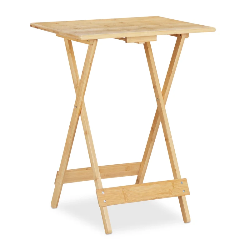 Table pliante décorative d’appoint intérieur extérieur 80 x 50 x 50 cm en bambou naturel 13_0010147