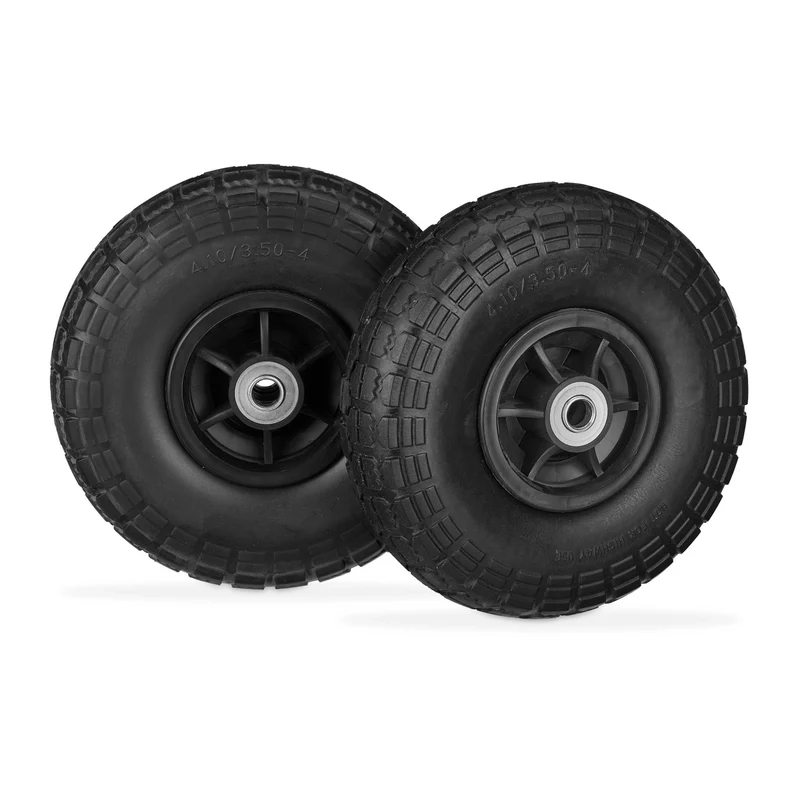 Lot de 2 roues de diable increvables 26 x 8,5 cm mobilité fluide design durable en PU noir 13_0009509