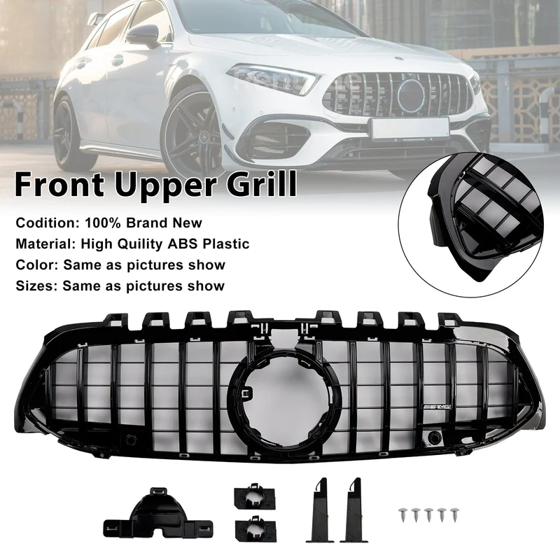 Grille Pare-Chocs GT Noir Mercedes Classe A W177 2019-2023 avec visserie