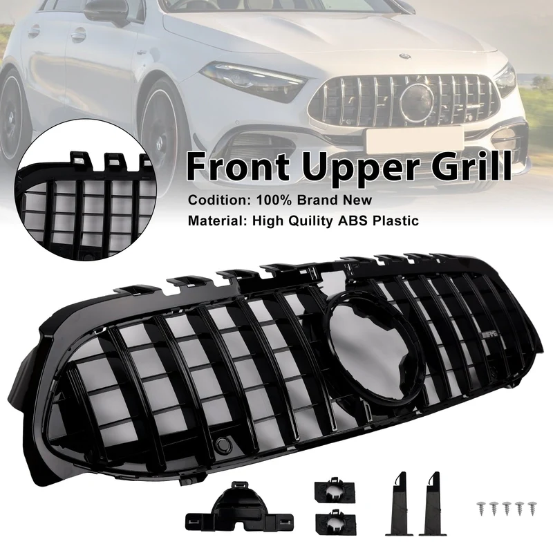Grille Pare-Chocs GT Noir Mercedes Classe A W177 2019-2023 avec visserie