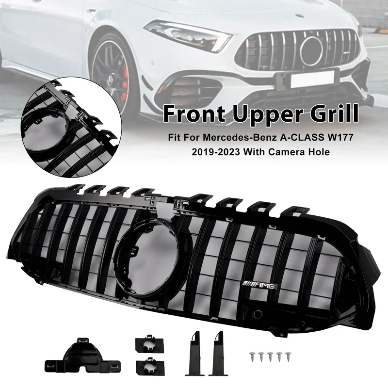 Grille Pare-Chocs GT Noir Mercedes Classe A W177 2019-2023 avec visserie