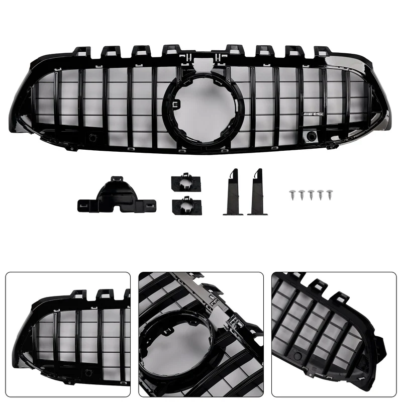 Grille Pare-Chocs GT Noir Mercedes Classe A W177 2019-2023 avec visserie