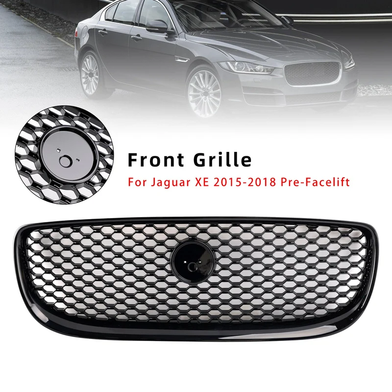 Grille Pare-Chocs Nid d'Abeille Noir Brillant Jaguar XE 2015-2018