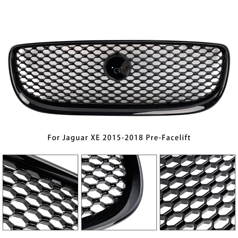 Grille Pare-Chocs Nid d'Abeille Noir Brillant Jaguar XE 2015-2018