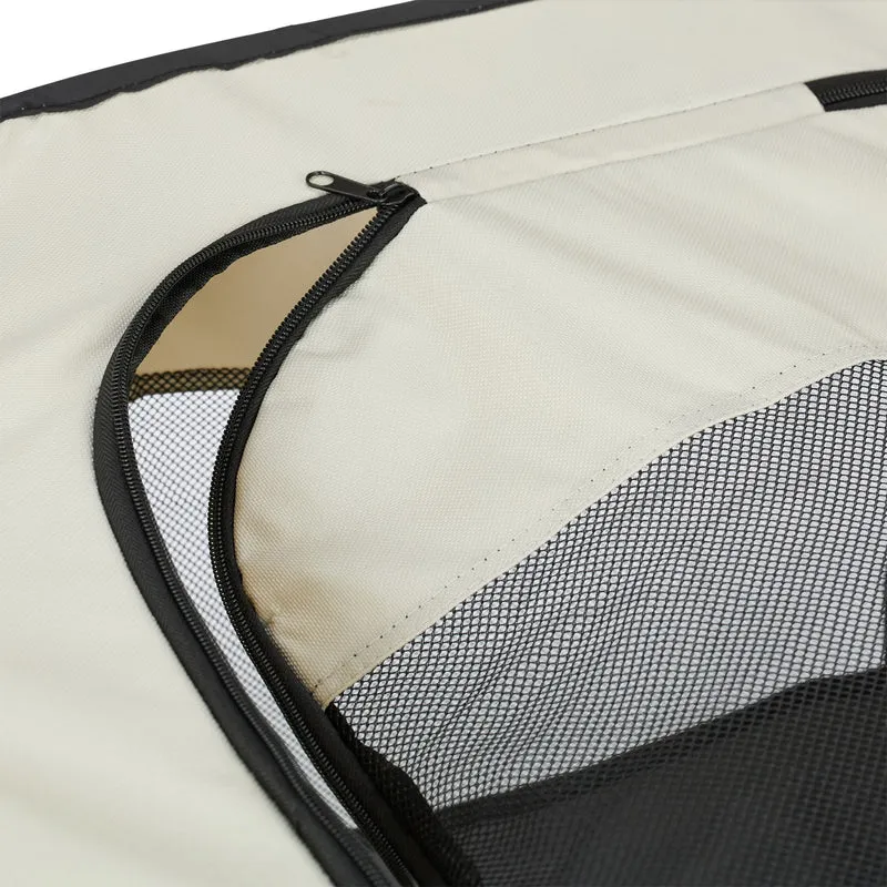 Parc pliable pour chien intérieur extérieur 60 x 90 x 68 cm avec 3 ouvertures aérées style moderne en polyester noir 13_0016862