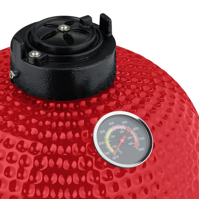 Gril barbecue polyvalent cuisson précise 56,5 x 43 x 46 cm en céramique rouge 13_0016747