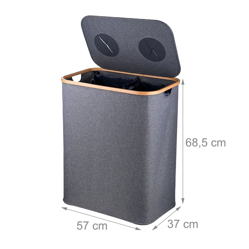 Conteneur de collecte pour bouteilles 68,5 x 57 x 37 cm pratique pour recyclage moderne en tissu oxford noir 13_0017943