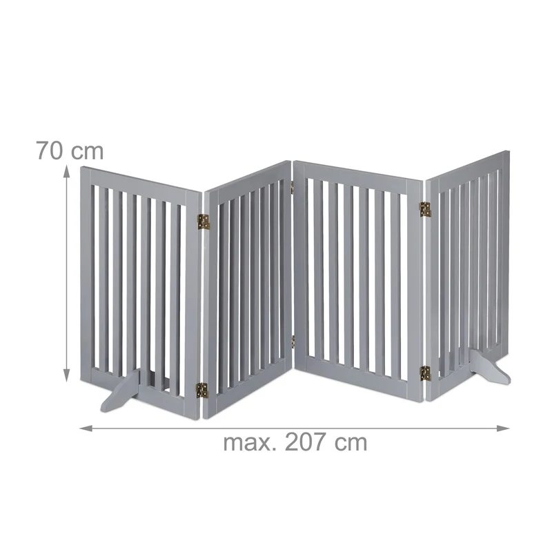 Barrière de sécurité réglable pour chien 70 x 51 x 2 cm protection escalier cheminée en MDF gris 13_0010799