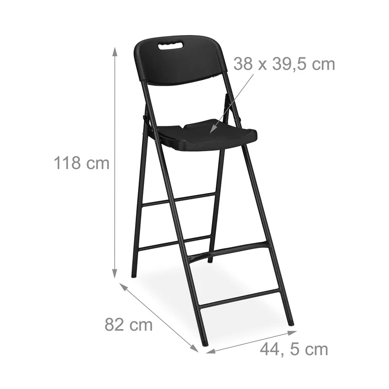 Lot de 2 tabourets de bar pliants modernes confortables jardin 118 x 44,5 x 82 cm en plastique blanc 13_0015800