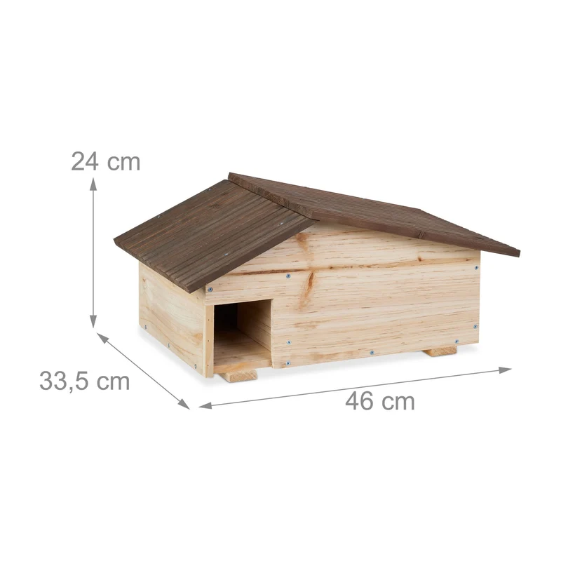 Abri pour hérissons double protection extérieur 24 x 46 x 33,5 cm en bois de pin naturel 13_0015960