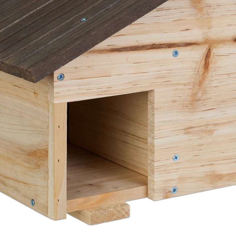Abri pour hérissons double protection extérieur 24 x 46 x 33,5 cm en bois de pin naturel 13_0015960