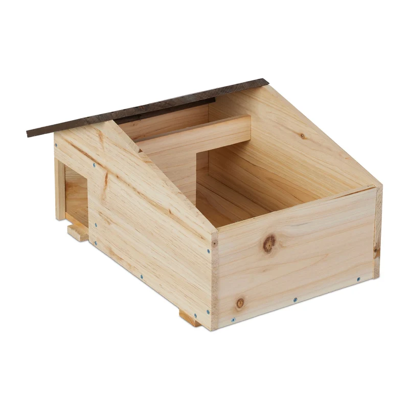 Abri pour hérissons double protection extérieur 24 x 46 x 33,5 cm en bois de pin naturel 13_0015960