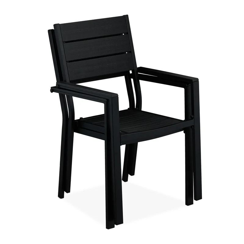 Lot de 2 chaises de jardin modernes confortables 40 x 60 x 80 cm en bois noir 13_0012889