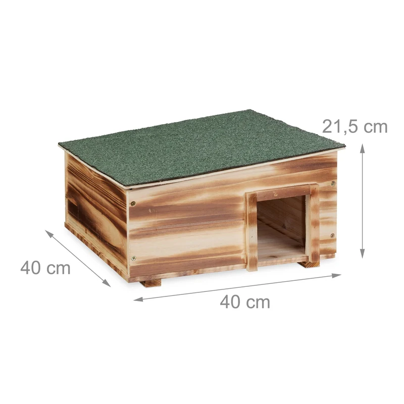 Abri pour hérisson avec sol et toit amovible 60 x 40 x 30 cm en bois flammé marron 13_0013430