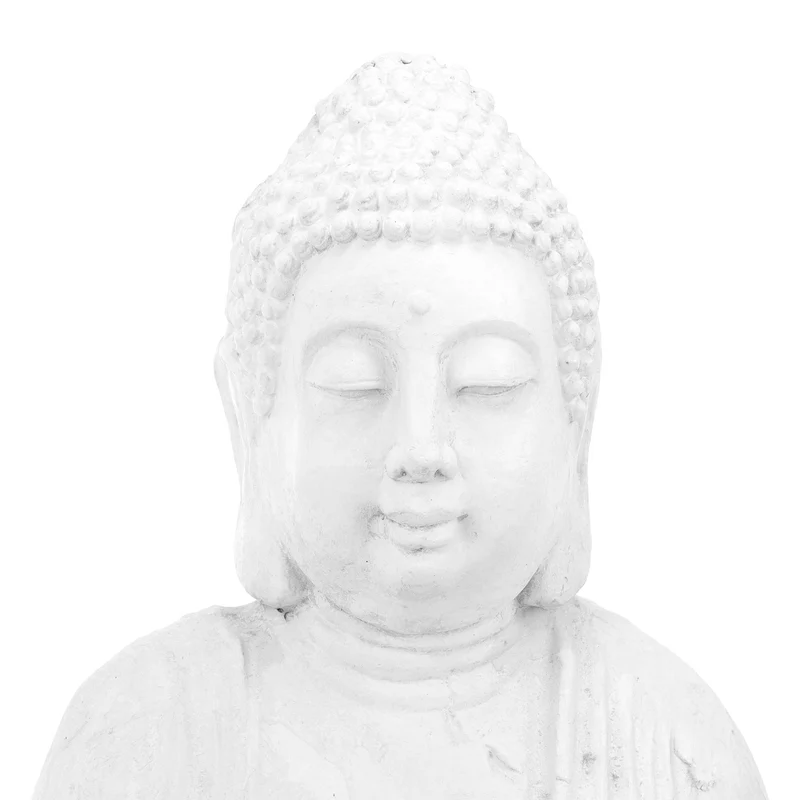 Statue de Bouddha méditant 70 x 40 x 30 cm décoration zen espace extérieur finition mate en polyrésine blanche 13_0011535
